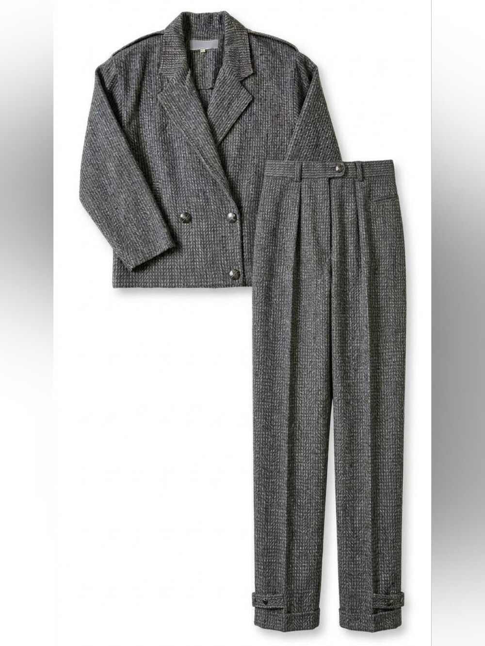Vtg Martine Douvier Paris 100% Wool Suit Set Gray 2. Made in France.